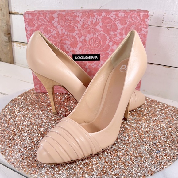 Dolce & Gabbana Nappa Leather Wrapped Toe Heels - Picture 1 of 7